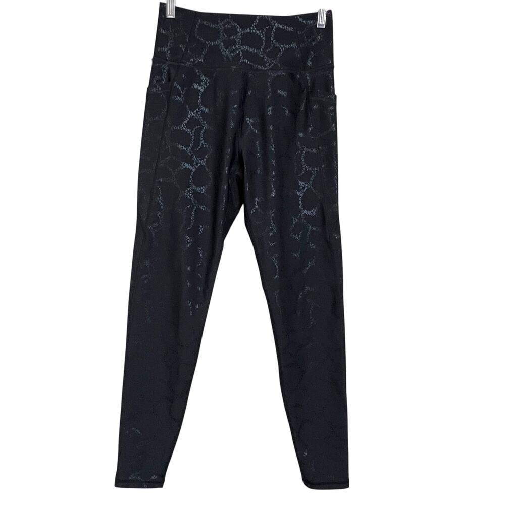 Kinesis Leggings Womens M Black Printed Active Workout Yoga Pants Pockets